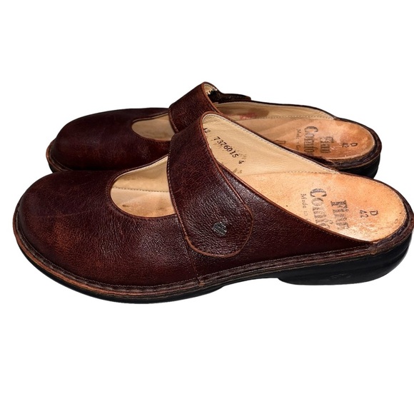 Finn Comfort Stanford Brown Leather Mary Jane Slides Clogs - Picture 3 of 9